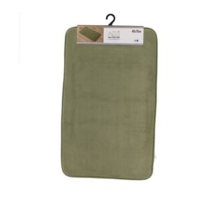 Tapis de salle de bain Vert Kaki en Microfibre 45 x 75 cm