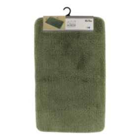 Tapis de salle de bain Vert kaki en Microfibre Confort et Doux 45 x 75 cm