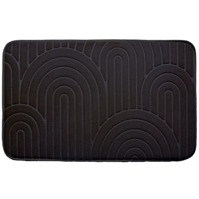 Tapis de salle de bains antidérapant mémoire de forme l.50 x L.80 cm noir en polyester effet arche, Levasseur Archy