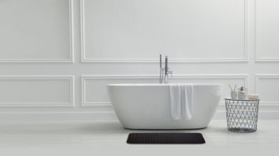Tapis de salle de bains antidérapant mémoire de forme l.50 x L.80 cm noir en polyester effet arche, Levasseur Archy