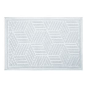 Tapis de salle de bains L.50 x l.80 cm Spirella gamme Cubo coloris blanc