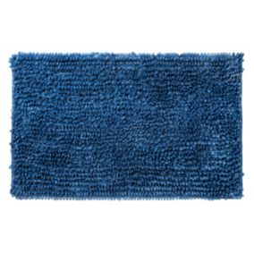 Tapis de salle de bains L.70 x l.50 cm Levasseur gamme Shiny coloris bleu