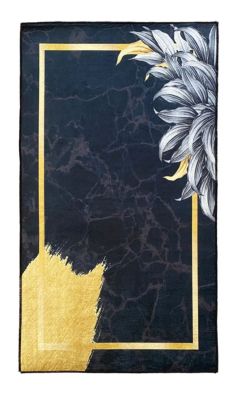 Tapis de salon 80x150 cm Polyester Feuille Noir