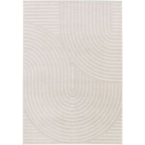 Tapis de salon - Circle Line - Beige et écru - 120 x 170 cm