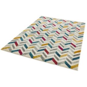 Tapis de salon design tissé plat WESSON CHEVRON