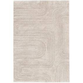 Tapis de salon doux à motif organique - Deva - Grège - 120 x 170 cm