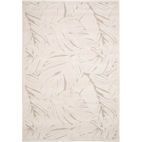 Tapis de salon en matière recyclée - Ode à la nature - Beige et crème - 120 x 170 cm