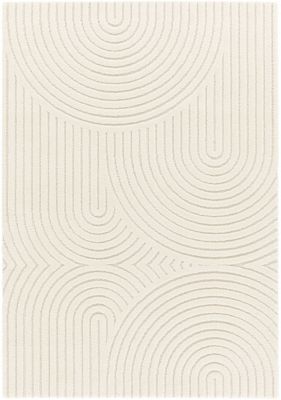 Tapis de salon en relief - Circle - Courbe écru et crème - 120 x 170 cm