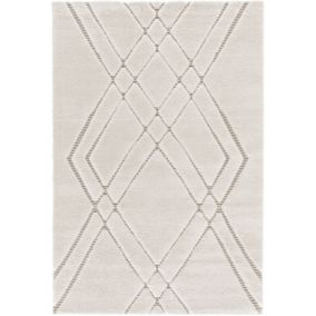 Tapis de salon graphique en relief - Maya - Crème et beige - 120 x 170 cm