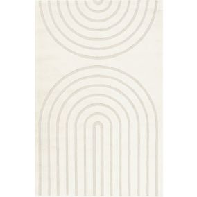 Tapis de salon - Néo Circle - Courbe écru et crème - 120 x 170 cm