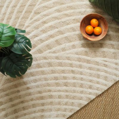 Tapis de salon ou chambre - Méditation - Beige et écru - 200 x 290 cm