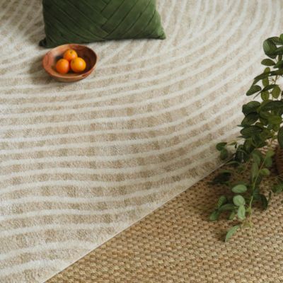 Tapis de salon ou chambre - Méditation - Beige et écru - 200 x 290 cm