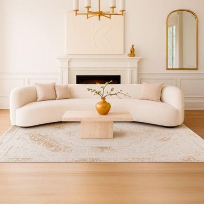 Tapis de salon ou chambre - Soraya - Crème et doré - 200 x 290 cm