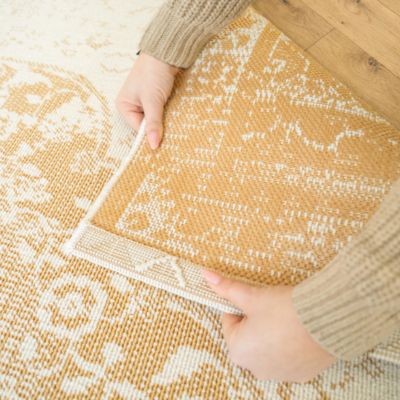 Tapis de salon ou chambre - Soraya - Crème et doré - 200 x 290 cm