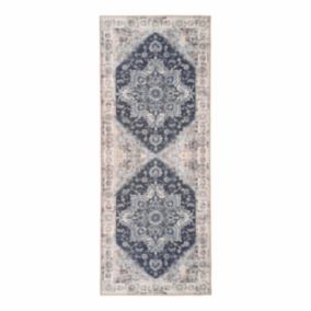 Tapis de Salon Rectangulaire Havana, Bleu, Polystyrène Chenillé, 200x80x1 cm, EPIKASA