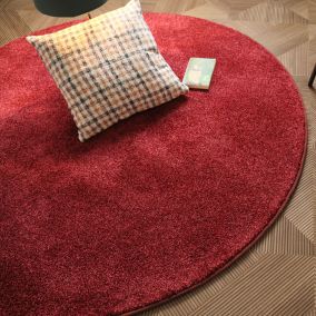 Tapis de salon rond en velours - Feelings Balsan - Rouge passion - 120 cm