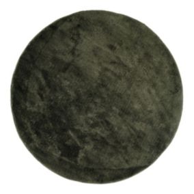 Tapis de Salon Rond Miami, Vert, Polyester, 160x160x1 cm, EPIKASA