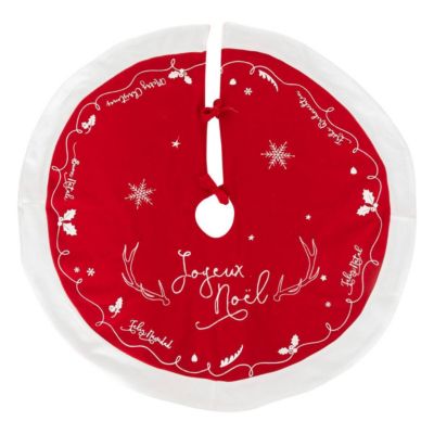 Tapis de sapin rouge motif blanc d90cm en feutrine - feeric lights & christmas