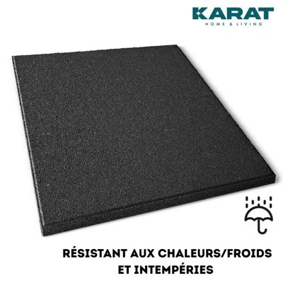 Tapis de sol pour aire de jeu et jardin  Play Protect  Résistant aux intempéries avec drainage 50 x 50 cm, Ep 25 mm, Gris