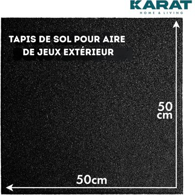 Tapis de sol pour aire de jeu et jardin  Play Protect  Résistant aux intempéries avec drainage 50 x 50 cm, Ep 25 mm, Noir