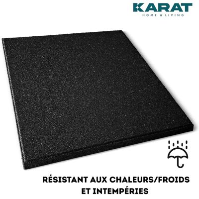 Tapis de sol pour aire de jeu et jardin  Play Protect  Résistant aux intempéries avec drainage 50 x 50 cm, Ep 25 mm, Noir