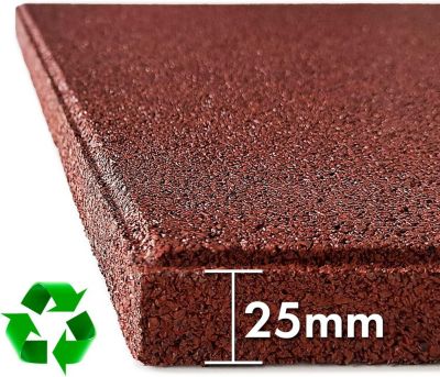 Tapis de sol pour aire de jeu et jardin  Play Protect  Résistant aux intempéries avec drainage 50 x 50 cm, Ep 25 mm, Rouge