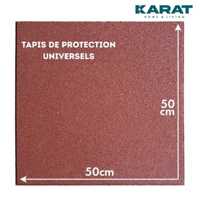 Tapis de sol pour aire de jeu et jardin  Play Protect  Résistant aux intempéries avec drainage 50 x 50 cm, Ep 25 mm, Rouge