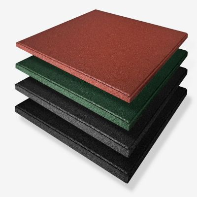 Tapis de sol pour aire de jeu et jardin  Play Protect  Résistant aux intempéries avec drainage 50 x 50 cm, Ep 25 mm, Rouge