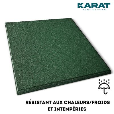 Tapis de sol pour aire de jeu et jardin  Play Protect  Résistant aux intempéries avec drainage 50 x 50 cm, Ep 25 mm, Vert