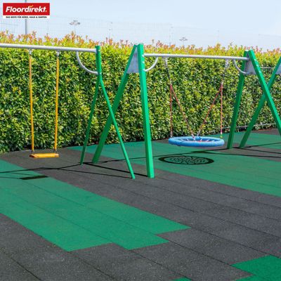 Tapis de sol pour aire de jeu et jardin, Play Protect, Résistant aux intempéries avec drainage 50 x 50 cm, Ep 30 mm, Vert