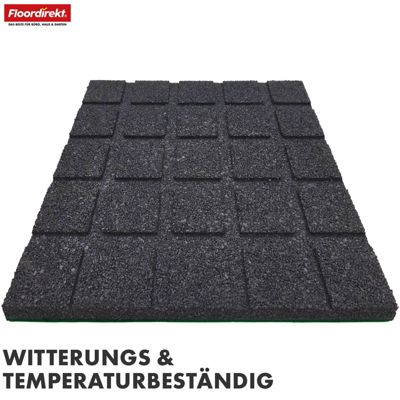 Tapis de sol pour aire de jeu et jardin, Play Protect, Résistant aux intempéries avec drainage 50 x 50 cm, Ep 30 mm, Vert