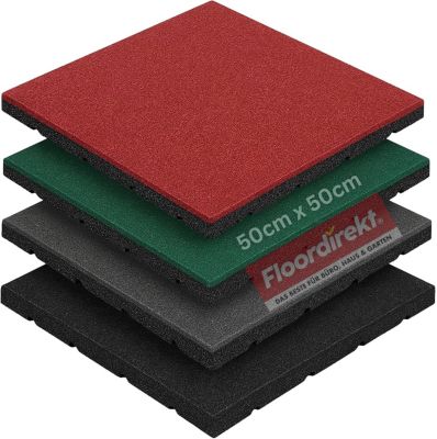 Tapis de sol pour aire de jeu et jardin, Play Protect, Résistant aux intempéries avec drainage 50 x 50 cm, Ep 35 mm, Noir