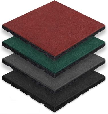 Tapis de sol pour aire de jeu et jardin  Play Protect  Résistant aux intempéries avec drainage 50 x 50 cm, Ep 35 mm, Rouge