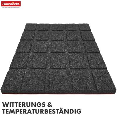 Tapis de sol pour aire de jeu et jardin  Play Protect  Résistant aux intempéries avec drainage 50 x 50 cm, Ep 35 mm, Rouge