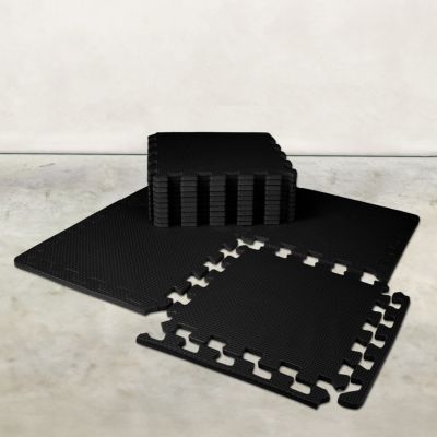 Lot De 18 Tapis De Fitness EVA 30x30 Cm - Épaisseur 1 Cm - Noir - Neuf