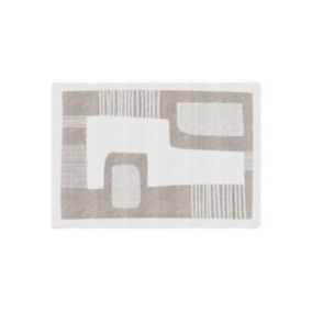 Tapis design abstrait - 160 x 230 cm - Gris et beige - VENUSA