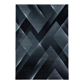 Tapis design graphique à courtes mèches Choucas 250x80 CM - Noir