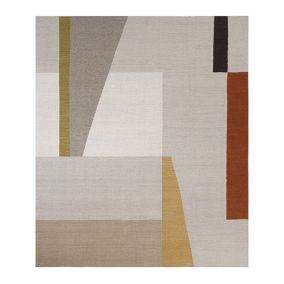 Tapis design laine et coton géométrique Helena 300x200 CM - Crème