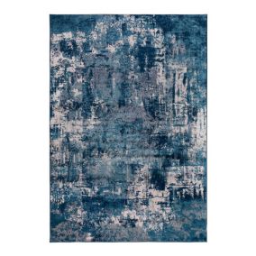 Tapis design rayé pour salon Wonderlust 170x120 CM - Bleu foncé