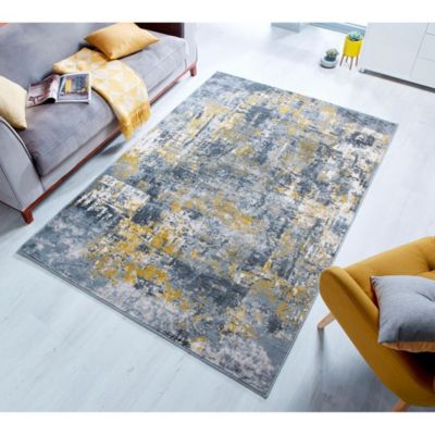 Tapis design rayé pour salon Wonderlust 230x160 CM - Jaune