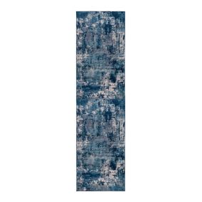 Tapis design rayé pour salon Wonderlust 300x80 CM - Bleu