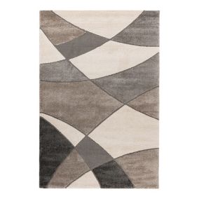 Tapis design rectangle courbe Leandro 150x80 CM - Gris