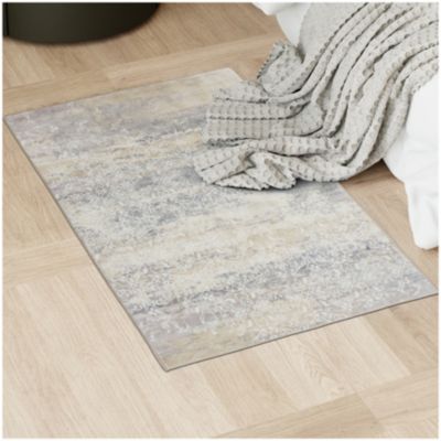 Tapis design vintage à poils courts en laine synthétique et feutre résistant et lavable