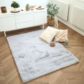 Tapis doux en fausse fourrure - Silky - Lapin Gris - 160 x 230 cm