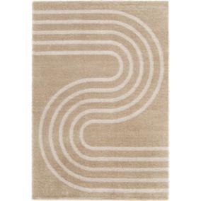 Tapis doux en matière recyclée - Soft Line - Beige - 120 x 170 cm