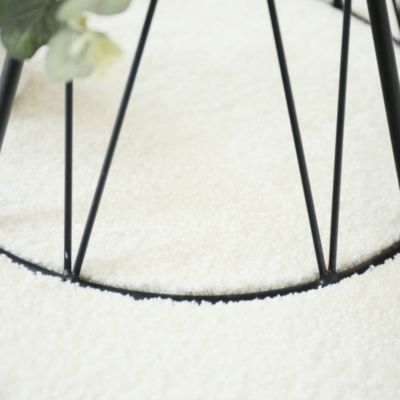 Tapis doux poils longs - Touch blanc crème - Ganse lin vert sauge - 80 x 150 cm