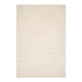 Tapis effet 3D arche Wapiti GoodHome poils longs L.120 x L.170cm blanc