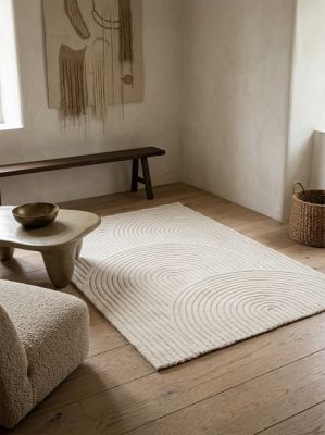 Tapis effet 3D arche Wapiti GoodHome poils longs L.120 x L.170cm blanc