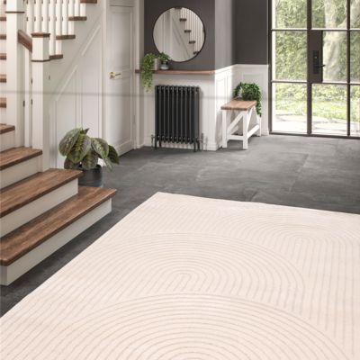 Tapis effet 3D arche Wapiti GoodHome poils longs L.160 x L.230cm blanc