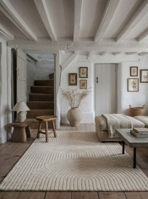 Tapis effet 3D arche Wapiti GoodHome poils longs L.160 x L.230cm blanc